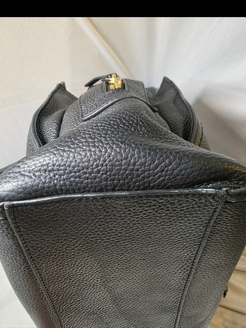 kate spade Black Pebbled Leather Satchel with Tassel Charm